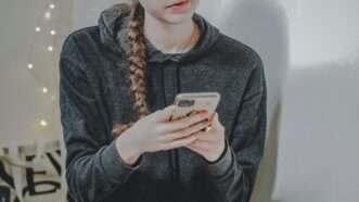 Teen girl on her smartphone | Photo by <a href=%40laurachouettefd59-15.html Chouette</a> on <a href=woman-in-black-sweater-holding-white-smartphone-vhy5qcb3hiac09e-15.html   